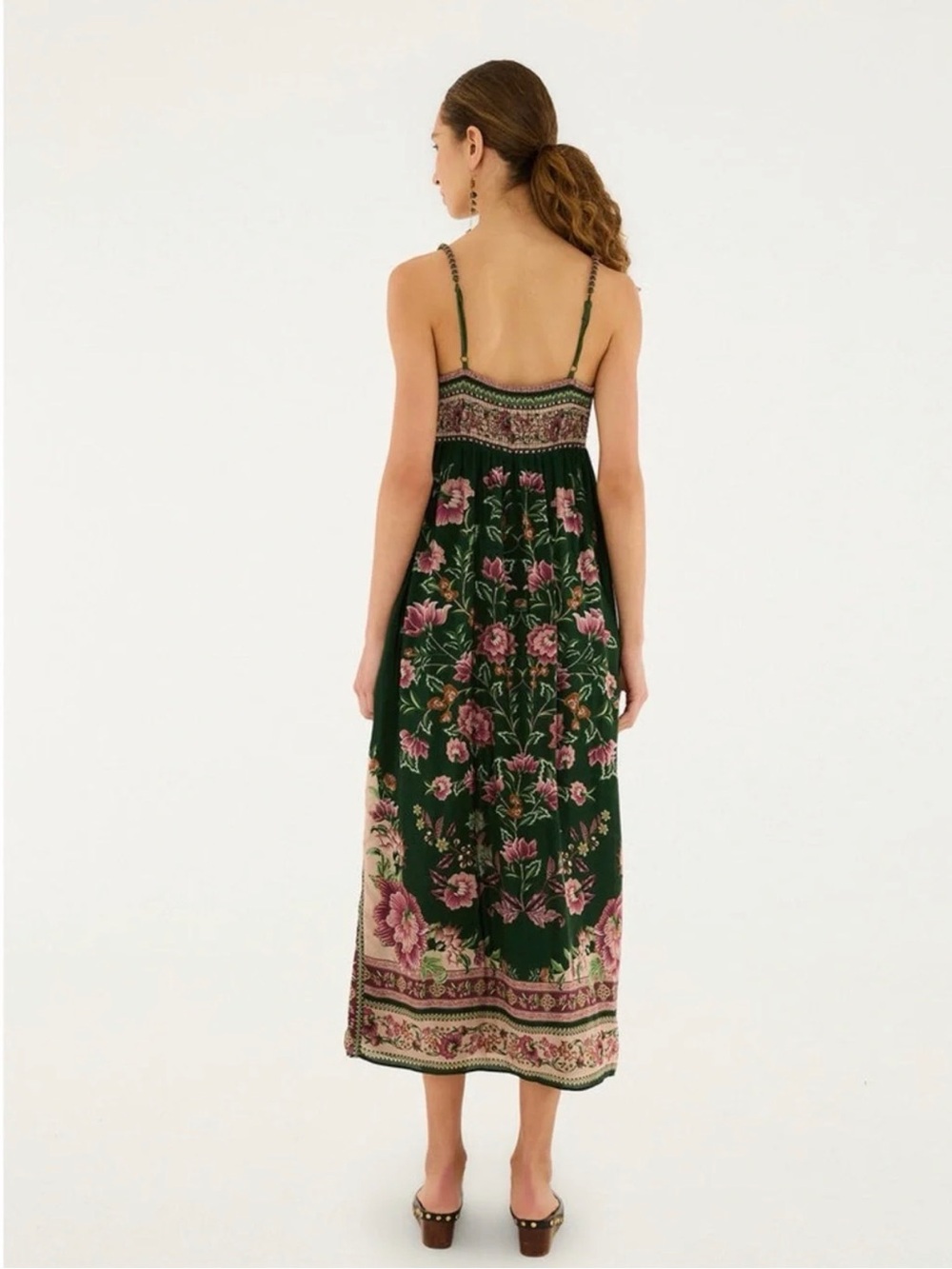 FARM Rio Green Floral Midi Dress Size L - Picture 3 of 6